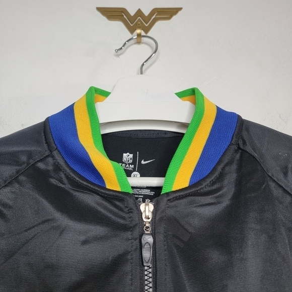 NIKE NFL EAGLES Origins Varsity Jacket Unisex XL‎ Black Cotton Logo Pride Rare - Picture 4 of 15